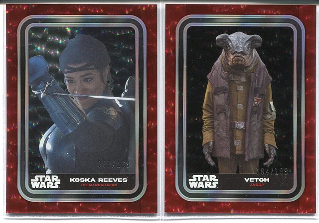 (2) 2023 Topps Star Wars Red Foil /199 Vetch, Koska Reeves
