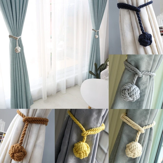 Pair Luxury Curtain Holdbacks Rope Tie Backs Tassel Tiebacks Beaded Ball Decor