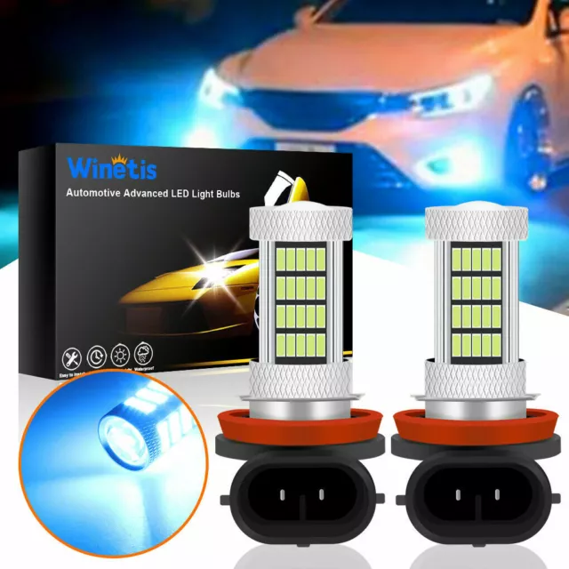 For Hyundai Genesis 09-14 Genesis Coupe 13-16 Ice Blue LED H11 Fog Light Bulbs