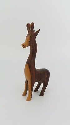 Wooden Hand Carved Giraffe Figurine African Safari Statue Sculpture Art 7" Tall