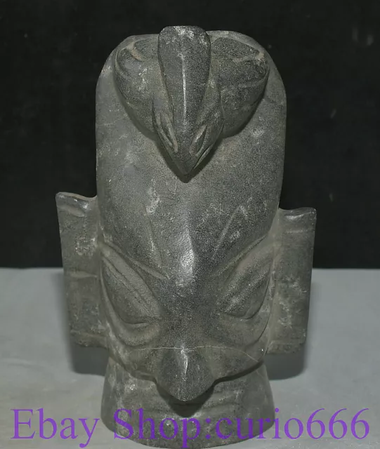 9" Rare Old China Hongshan Culture Jade Carving Dynasty Sanxingdui Head Statue