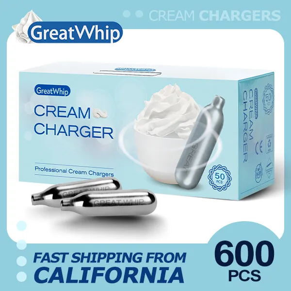 600 WHIPPED CREAM CHARGERS - 24 / 50 PACK - GreatWhip ULTRA PURE WHIP FAST!! UPS