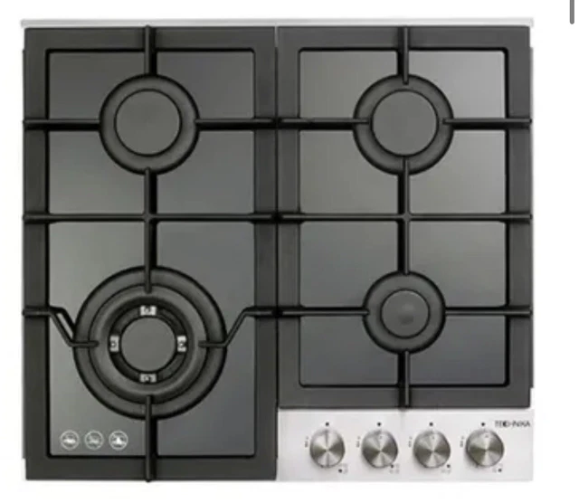 TECHNIKA 600MM BLACK Glass Gas Cooktop NG LPG BRAND NEW 2 Years