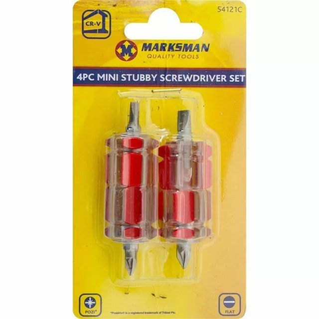 4Pc Mini Stubby Screwdriver Set Marksman 4 X  Pack Stubby Screwdriver  Tool Set