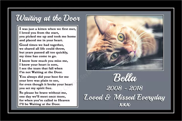 Personalised Cat Pet Memorial Print Rainbow Bridge Gift keepsake verse poem