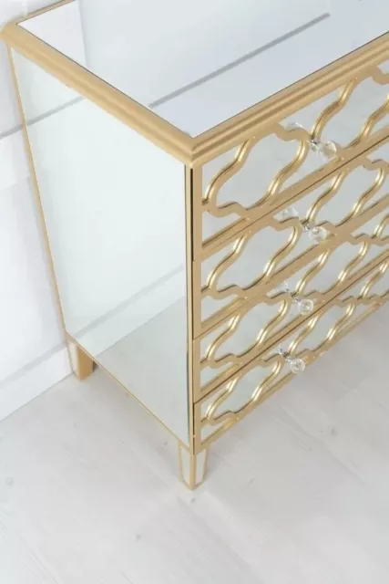 Mirrored 3+2 Drawer Chest with Gold Trim - 100cm Wide for Bedroom 2