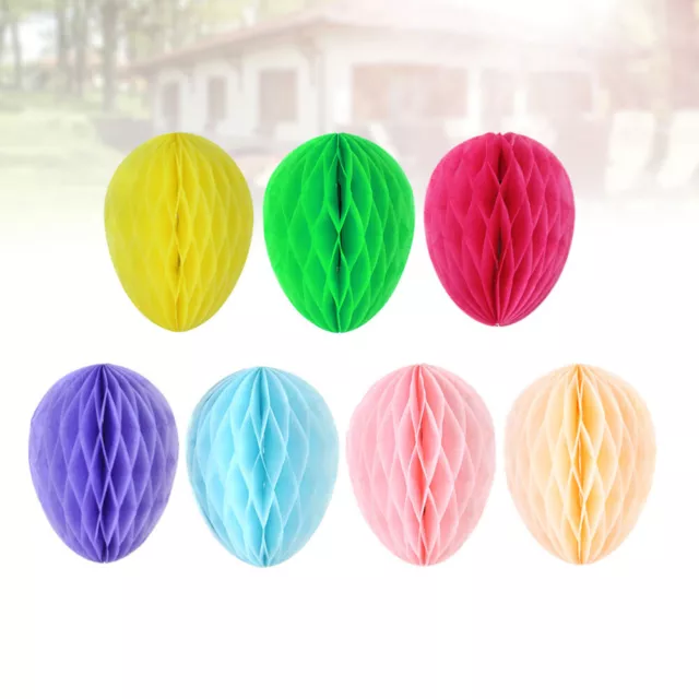 7pcs Honeycomb Balls Paper Pom Poms Flower Balls Party Pom Poms Egg Honeycomb