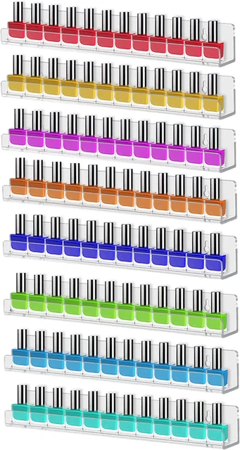 8 Pack Wall Mounted Shelf,Clear Acrylic Nail Polish Organizer Display, Wall Rack