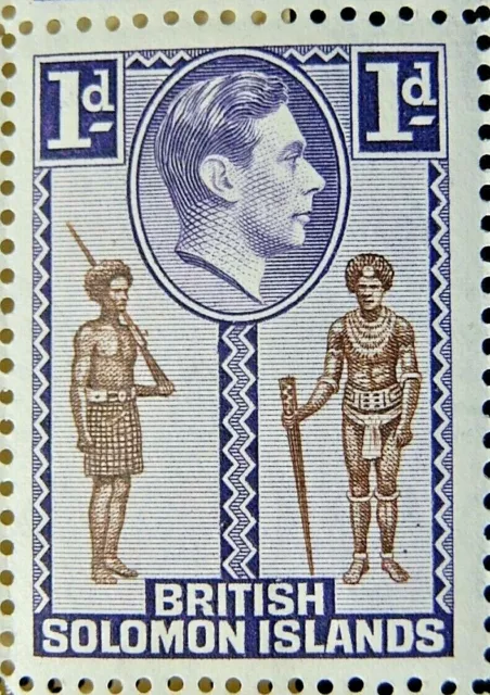 BRITISH SOLOMON ISLANDS 1939-51 SG61 KGVI 1d. NATIVE CONSTABLE AND CHIEF  -  MNH