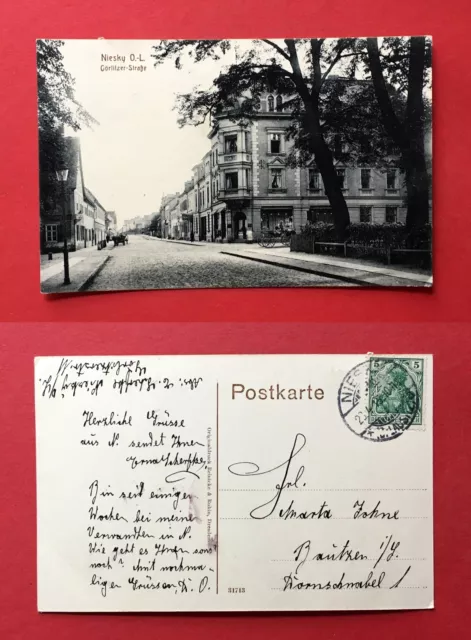 AK NIESKY Oberlausitz 1915 Blick in die Görlitzer Strasse    ( 42464