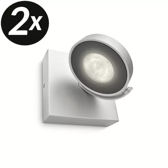 2x PHILIPS LED Clockwork Wall LED Einzelspot dimmbar 500 lm Metall Silber B-WARE