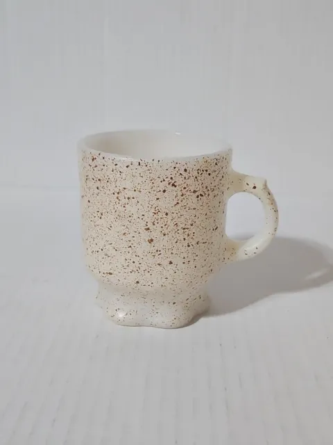 Vintage Anchor Hocking Fire King Coffee Speckled Scalloped Stackable Cup