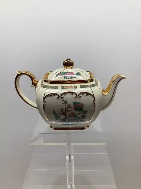 Vintage Sadler England Cube teapot oriental great gilt trimming C 1931 signed