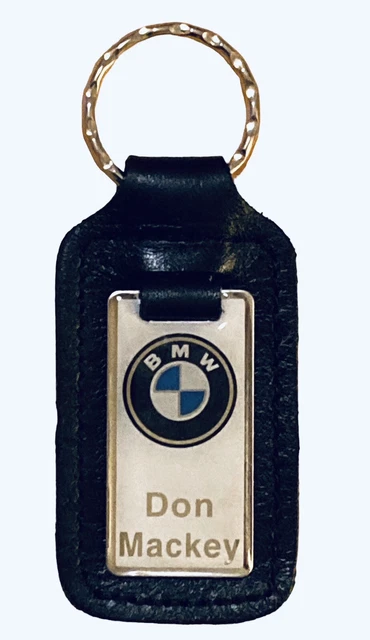 Vintage BMW Black Leather Key Ring Key Chain Don Mackey Dealer Tuscon AZ Promo