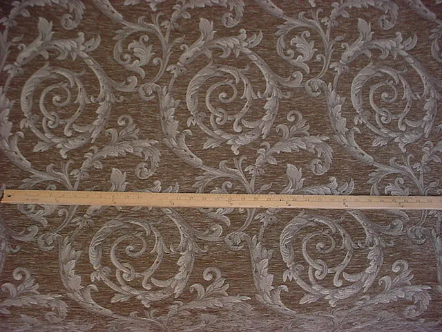 5Y Lee Jofa / Kravet Peat Sandstone Floral Vine Chenille Upholstery Fabric