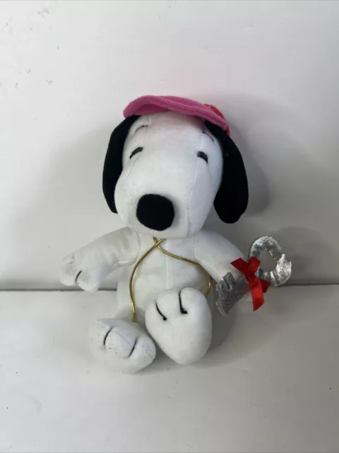 Snoopy Valentine silver Key to my Heart Hat Peanuts Dog Whitman's stuffed plush