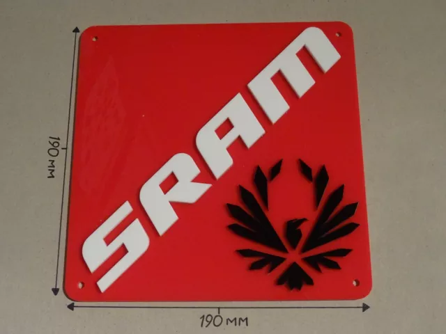 SRAM Cycling, SRAM Eagle Acrylic Sign, Red, White & Black, 190 X 190mm