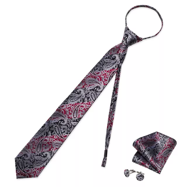 Men's Paisley Striped Floral Ready Knot Pre Tied Formal Zipper Tie Necktie Wear 3