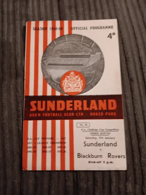 Sunderland V Blackburn Fa Cup 3rd Round 9th January 1960