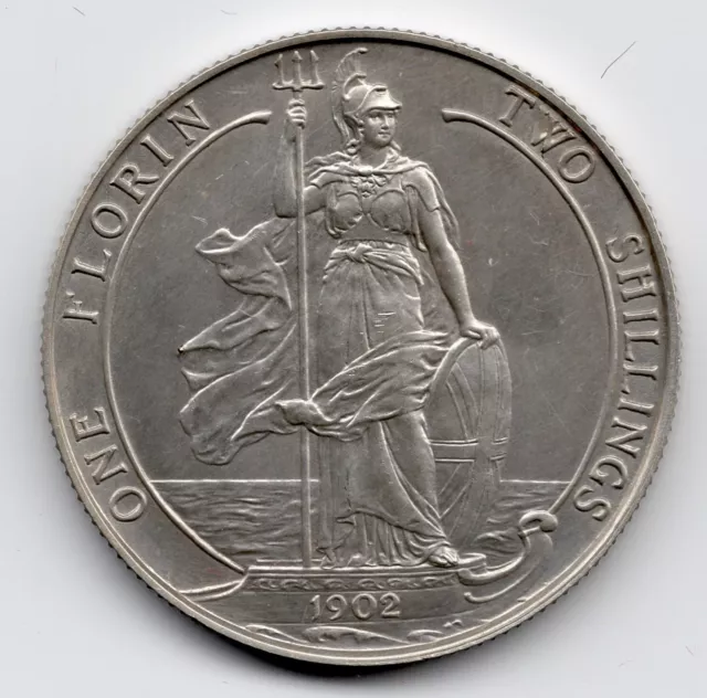 1902 Matt Proof Florin, Edward VII Silver Coin, High Grade