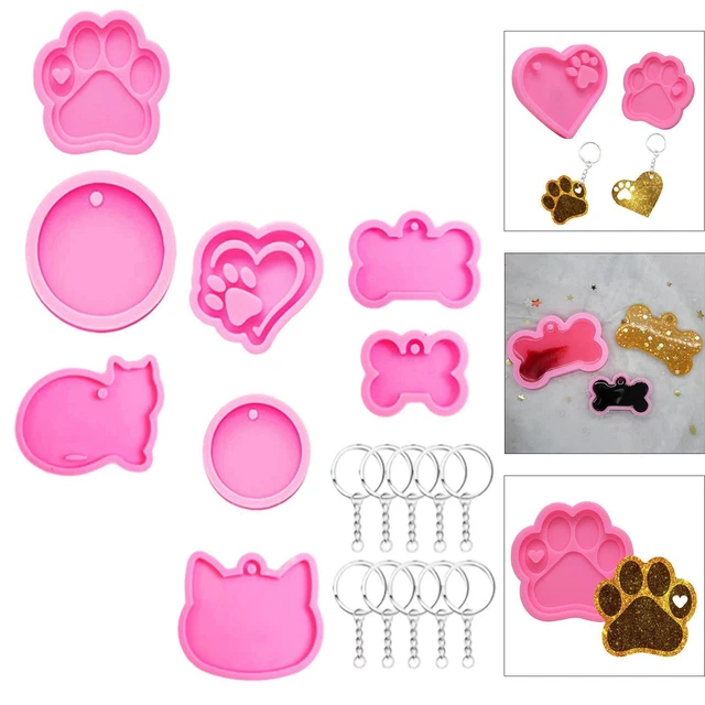 Silikonform Set Anhänger DIY Hundemarke Knochenform Epoxidharz Handwerk für