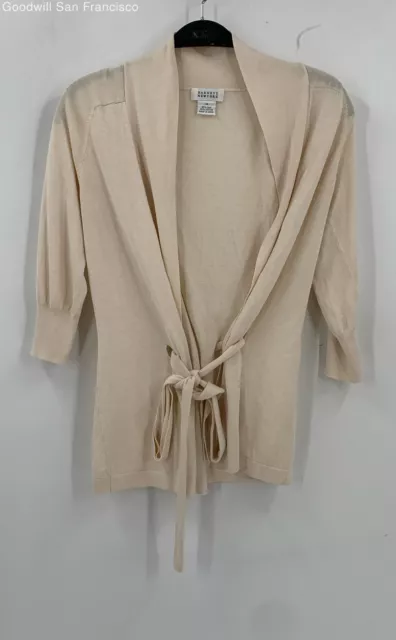 Barneys New York Womens Ivory Silk Blend 3/4 Sleeve Cardigan Sweater Size M