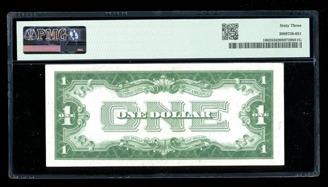 DBR 1928-B $1 Silver Funnyback Fr. 1602 JB Block PMG 63 Serial J37667956B 2