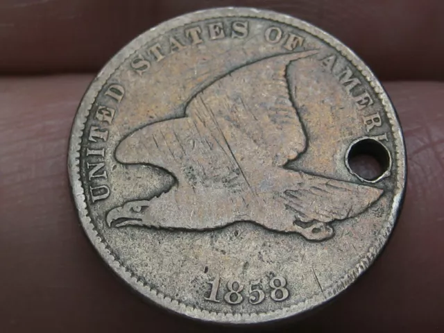 1858 Flying Eagle Penny Cent- Small Letters, Fine Details 3