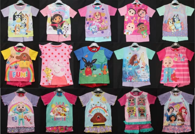 Girls Short Pyjamas/Younger Girls Character T-Shirt & Shorts PJs Sizes 1-5 years