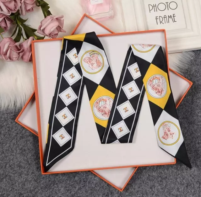 Sciarpa collo in Twill seta - Bianco e nero, oro, contrasto, borsa seta