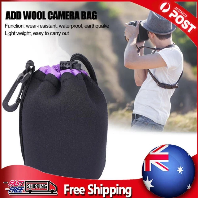 Neoprene Camera Lens Pouch Drawstring Waterproof Shockproof Soft Bag (M)