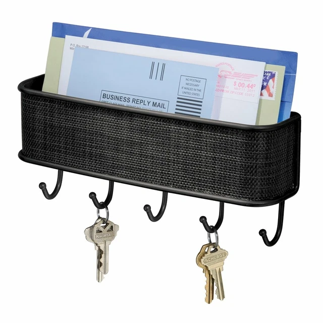 5 Hook Wall Mount Key Rack Hanger Holder Chain Storage Keys Organizer Multiuse