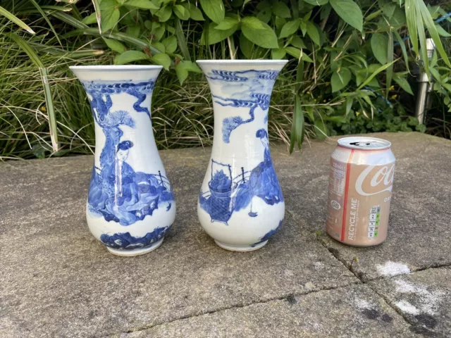 Pair Chinese Blue & White Porcelain Vase