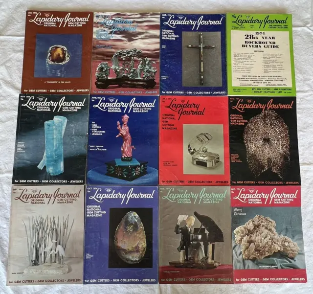 1974 Lapidary Journal Magazine Lot 12 Stones Jewelry FULL YEAR