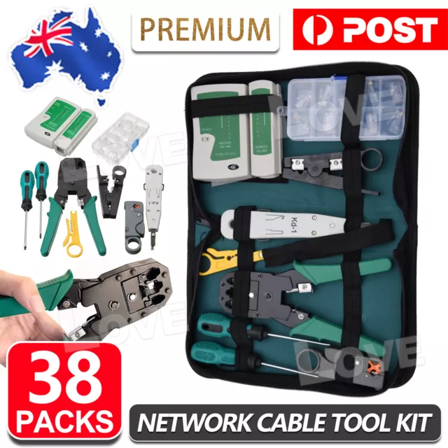 Network Cable Tool Cable Tester Kit Crimper RJ45 Punch Down Wire Stripper Kit