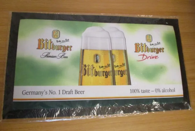 BNIP Bitburger German Beer Rubber Bar Mat Beer Advertising 17 x 10