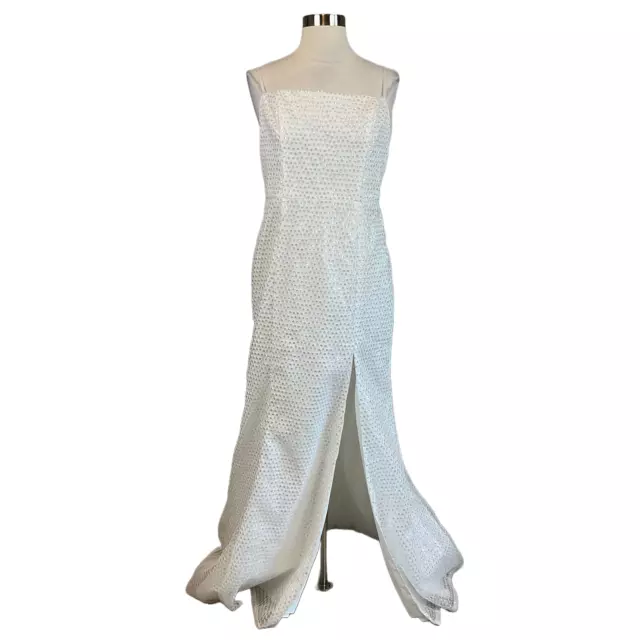 Aidan Mattox Women's Formal Dress Size 10 White Sequined Long Evening Gown