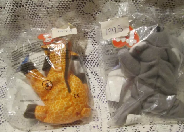 TY Beanie Babies 'Twigs' & 'Koala'. 1993. New/Sealed. McDonalds Happy Meal Toys.