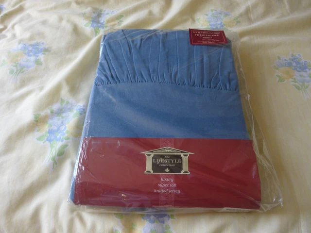Sábana de cenefa azul para cama doble NUEVA