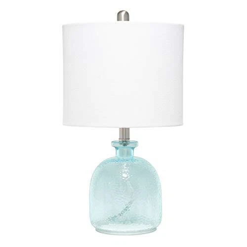 Elegant Designs LT3335-CBL Textured Glass Table Lamp Clear Blue