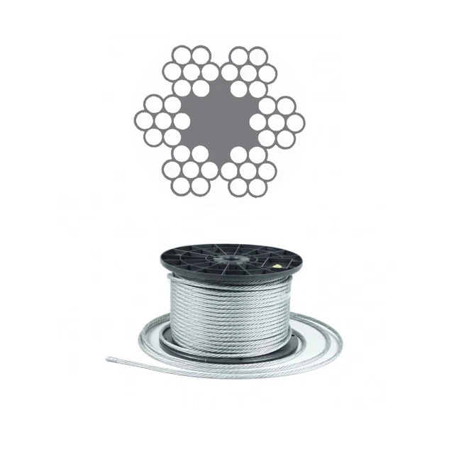 Corde en Acier Galvanisé 6x7 Câble Câbles Métalliques Bockrolle din 3055 Neuf