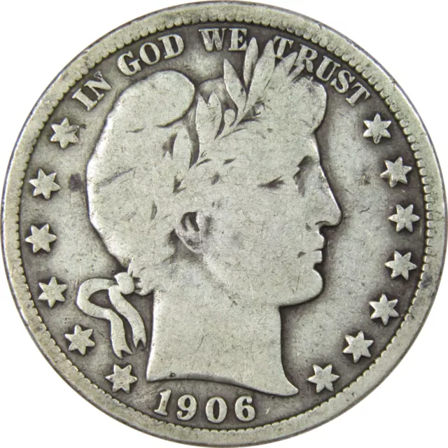 1906 Barber Half Dollar VG Very Good 90% Silver 50c US Type Coin Collectible