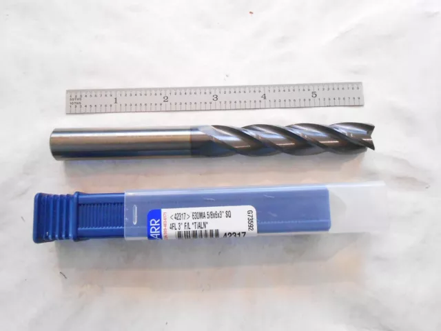 New Garr Usa Hp 5/8" Dia. X 3" Loc X 6" Oal 4 Fl. C.c. Carbide Square End Mill