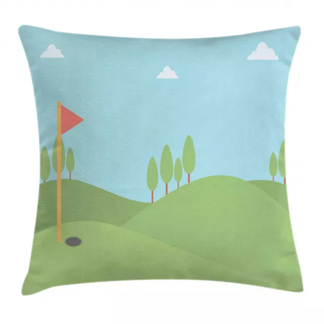 Campo de golf Escena Funda para Almohadón Agujero y la bandera