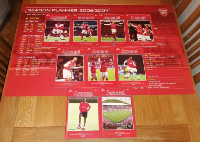 Arsenal home football programmes 9 from 2006-2007 season. No 2 + Fixtures Poster