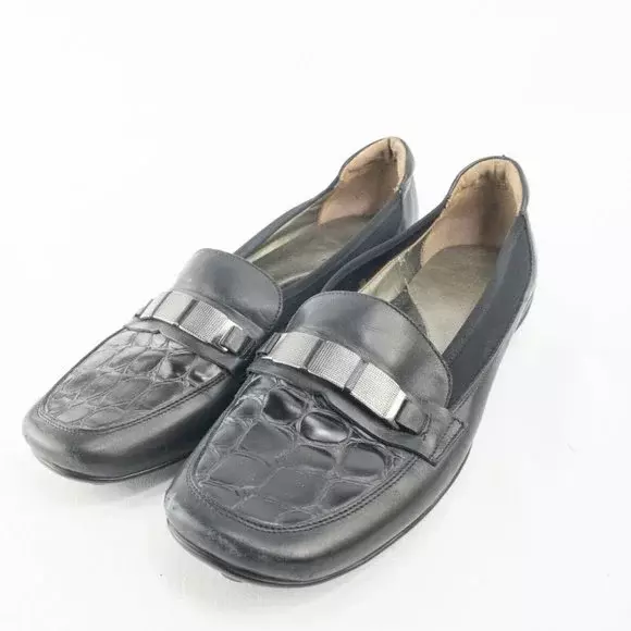 Sesto Meucci Shoes Womens 9.5 Black Leather  Neda Loafer Slip On Made In Italy