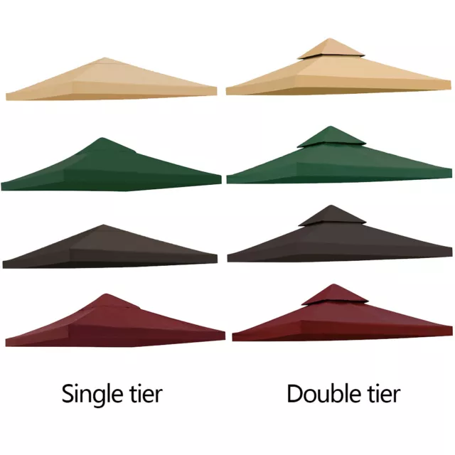 10'x10' Gazebo Canopy Top Replacement 2 Tier Patio Pavilion Cover UV30 Sunshade
