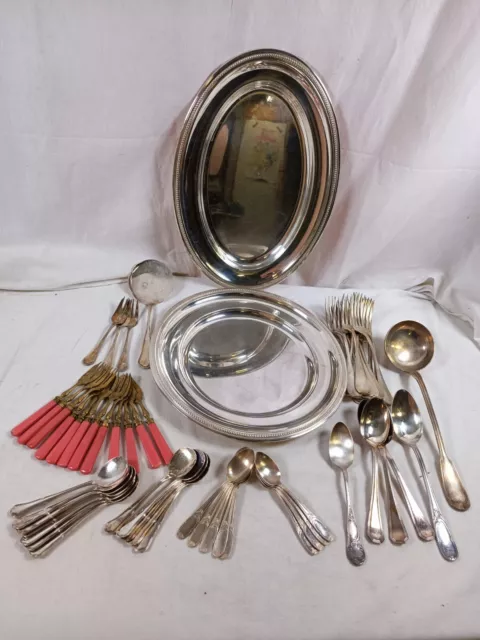 ARGENTERIE Lot Couvert METAL ARGENTE Fourchette Cuillere Plateau POINCON M2