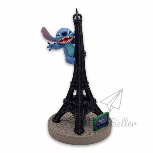 Disney Parks Epcot France Stitch Figurine on Eiffel Tower  8" MINT Condition