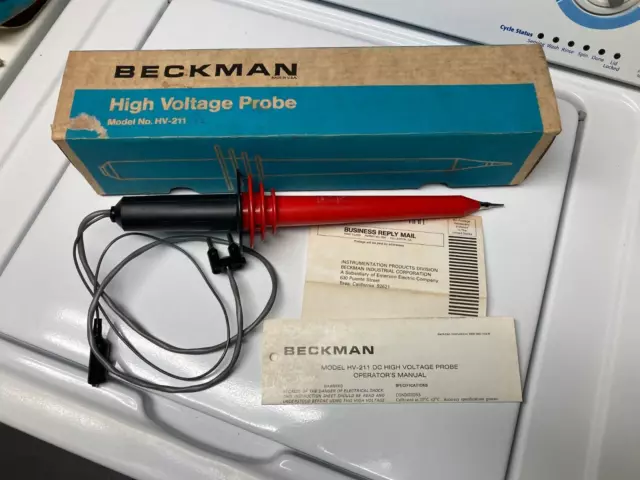 BECKMAN High Voltage Probe HV-211-22 W/ Manual in Box Made In USA
